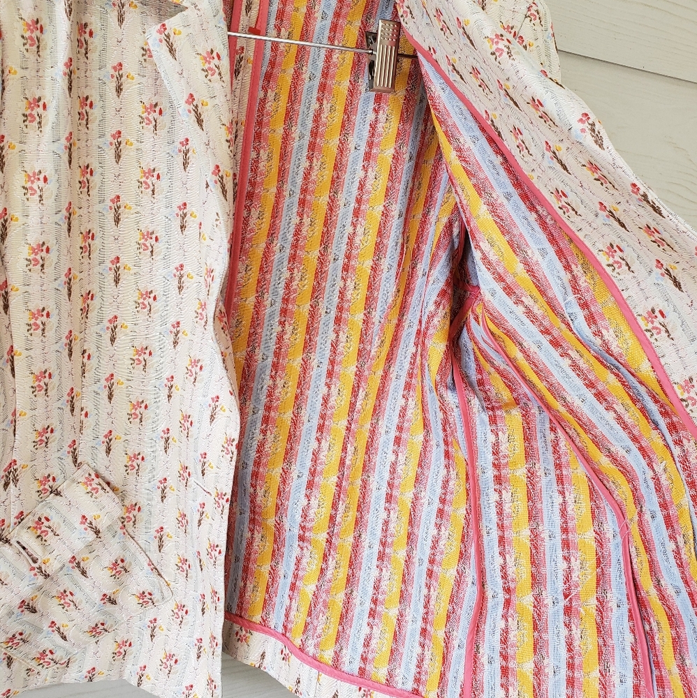 Sag Harbor Vintage-style Ditsy Floral Cottagecore Granny Chic Brocade Blazer - Picture 12 of 16